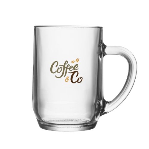 Meerkleurig CoffeeCo-logo op de Hayworth bierpul 56 cl., bedrukt op glas.