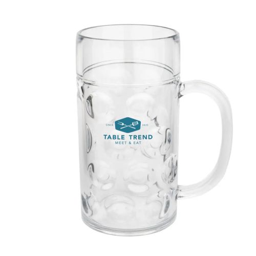 Kunststof bierpul Oktober 60 cl. in vooraanzicht met blauw TableTrend-logo in één kleur op de voorzijde. Kunststof bierpul Oktober 60 cl. in vooraanzicht met blauw TableTrend-logo in één kleur op de voorzijde.