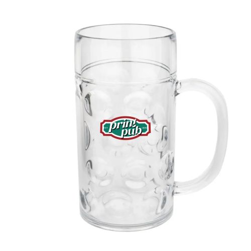 Kunststof bierpul Oktober 60 cl. in vooraanzicht met meerkleurig PrintPub-logo centraal op de voorzijde. Kunststof bierpul Oktober 60 cl. in vooraanzicht met meerkleurig PrintPub-logo centraal op de voorzijde.