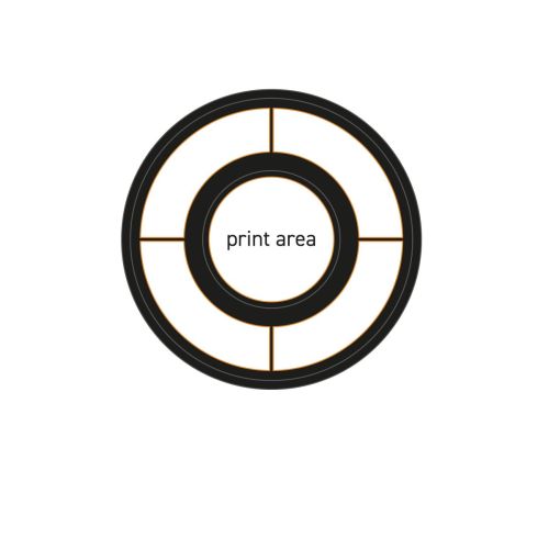 Technische werktekening met drukgebied van Blackwell schotel espresso 12 cm in wit porselein.
