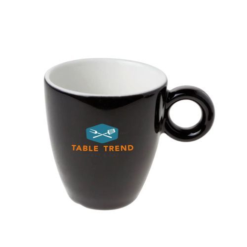Bola mok 19 cl porselein met meerkleurig TableTrend-logo op de voorzijde