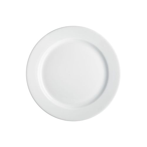 Bord met brede rand wit 17 cm porselein, vooraanzicht zonder bedrukking