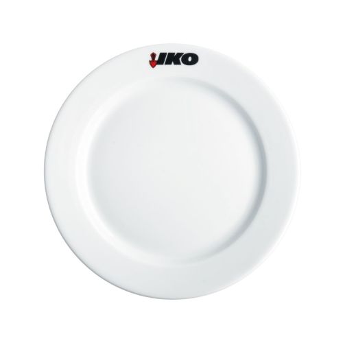 Bord met brede rand wit 21 cm porselein met meerkleurig Iko-logo op de rand