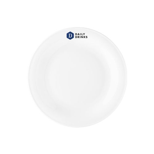 Bord Coup plat 17 cm porselein met meerkleurig DailyDrinks-logo op het vooraanzicht