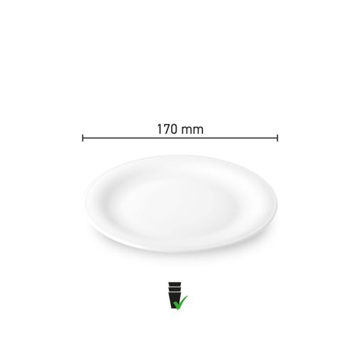 Maatvoering van het Bord Coup plat 17 cm porselein met diameter en hoogte in infographic