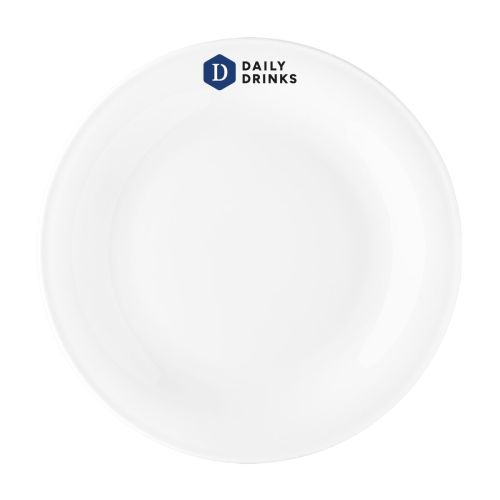 Bord Coup plat 26 cm porselein met meerkleurig DailyDrinks-logo op het vooraanzicht
