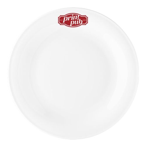 Bord Coup plat 28 cm porselein met eenkleurig logo van PrintPub op het vooraanzicht