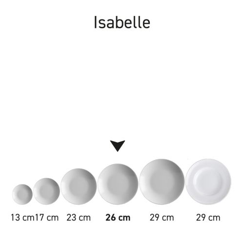 Serieopname van meerdere Isabelle porseleinen diepe borden in serviesopstelling.