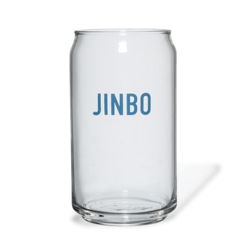 Can glas 35 cl met eenkleurig logo van Jinbo op het voorpaneel