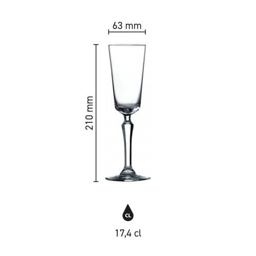 Infographic met maatvoering van champagneglas Spksy 17.4 cl glas, inclusief hoogte en diameter. Infographic met maatvoering van champagneglas Spksy 17.4 cl glas, inclusief hoogte en diameter.