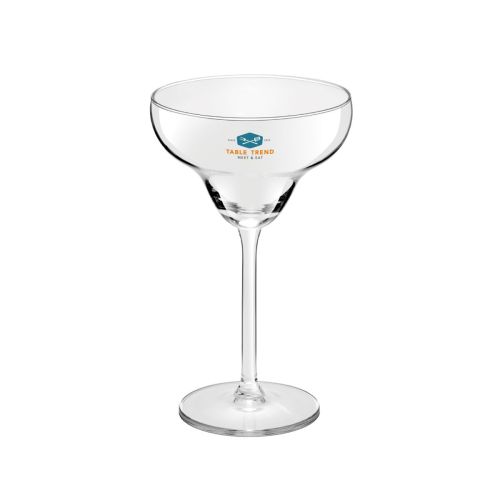 Cocktailglas Margarita 30 cl. met meerkleurig TableTrend-logo op het glasoppervlak.