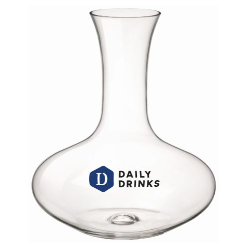 Decanteerkaraf Electra 1,6 liter glas met meerkleurig DailyDrinks-logo op het vooraanzicht.