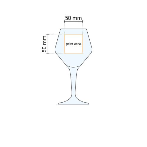 Technische werktekening van het Eder Kelch tapmaat glas 30 cl met drukgebied-aanduiding
