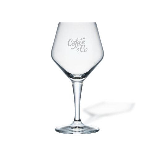 Transparant Eder Kelch tapmaat glas 30 cl met gegraveerd CoffeeCo-logo op het voorpaneel