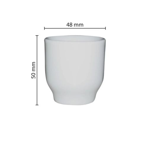 Infographic toont de afmetingen van het witte porseleinen eierdopje, inclusief hoogte en diameter. Infographic toont de afmetingen van het witte porseleinen eierdopje, inclusief hoogte en diameter.