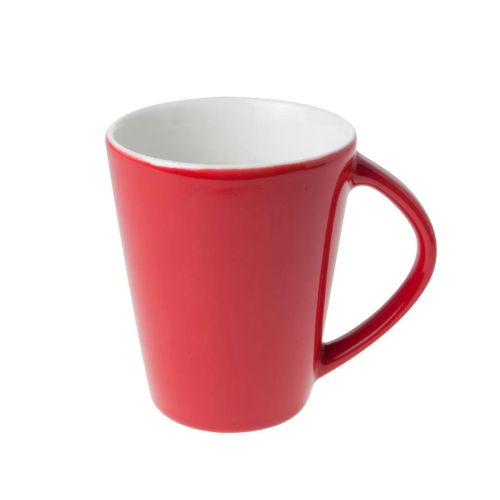 Eva mok 25 cl. van rood-wit porselein, vooraanzicht zonder bedrukking