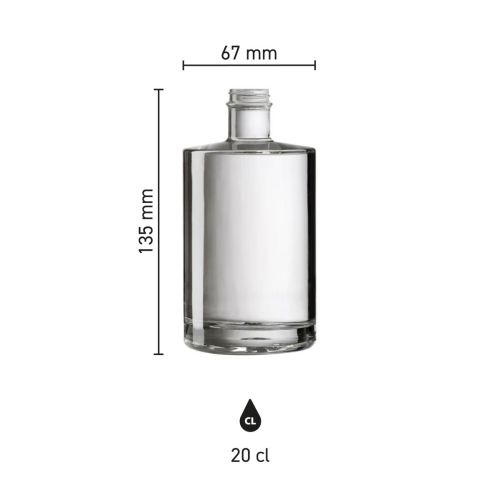 Infographic toont de afmetingen van de Fles Berlin 0,2 liter glas, inclusief hoogte en diameter. Infographic toont de afmetingen van de Fles Berlin 0,2 liter glas, inclusief hoogte en diameter.