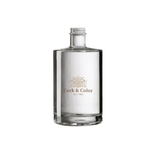 Fles Berlin 0,35 liter glas met meerkleurig CorkColor-logo op het vooraanzicht. Fles Berlin 0,35 liter glas met meerkleurig CorkColor-logo op het vooraanzicht.