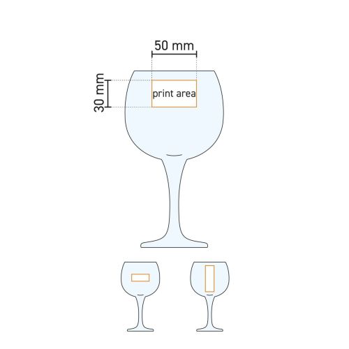 Werktekening met drukgebied van Gin Tonic Glas Bistro Cubata 63 cl glas. Werktekening met drukgebied van Gin Tonic Glas Bistro Cubata 63 cl glas.