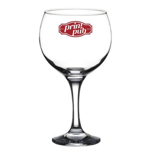 Gin Tonic Glas Bistro Cubata 63 cl. vooraanzicht met rood PrintPub logo Gin Tonic Glas Bistro Cubata 63 cl. vooraanzicht met rood PrintPub logo