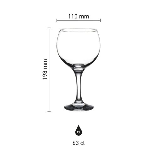 Infographic met productafmetingen van Gin Tonic Glas Bistro Cubata 63 cl. glas. Infographic met productafmetingen van Gin Tonic Glas Bistro Cubata 63 cl. glas.