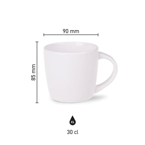 Infographic met afmetingen van Handy mok Wit 30 cl porselein, inclusief hoogte- en diameterlabels. Infographic met afmetingen van Handy mok Wit 30 cl porselein, inclusief hoogte- en diameterlabels.