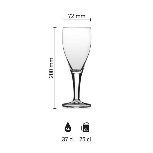 Maatvoering van het Harzer Pokal 25 cl tapmaat glas met hoogte, diameter en inhoud