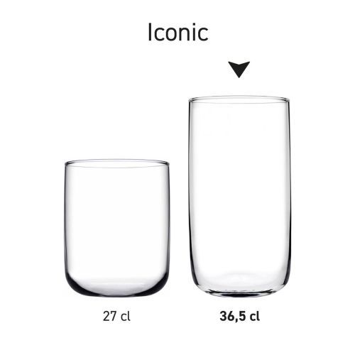 Iconic Tumblers van 36,5 cl. gepresenteerd als set, met variaties in inhoudsmaat.
