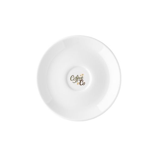 Isabelle Espresso Schotel 11 cm porselein met meerkleurig CoffeeCo-logo op de schotel