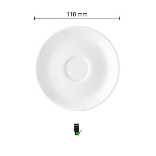 Maatvoering van de Isabelle Espresso Schotel 11 cm porselein met diameter en hoogte in infographic