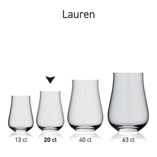Lauren Glas 20 cl. glas in serie met meerdere exemplaren naast elkaar getoond