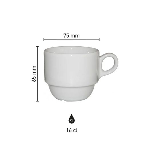 Overzicht van productafmetingen van Legio koffie kop 16 cl porselein in infographic. Overzicht van productafmetingen van Legio koffie kop 16 cl porselein in infographic.