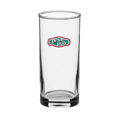Longdrinkglas 27 cl. bedrukt met meerkleurig PrintPub-logo gecentreerd op de voorzijde van het glas. Longdrinkglas 27 cl. bedrukt met meerkleurig PrintPub-logo gecentreerd op de voorzijde van het glas.
