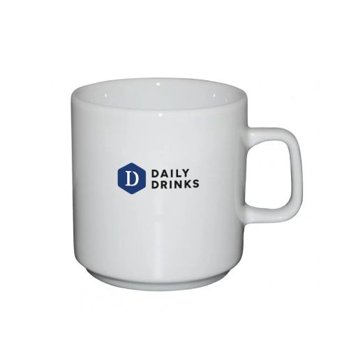 Margot mok 20 cl porselein met meerkleurig DailyDrinks-logo op het voorpaneel