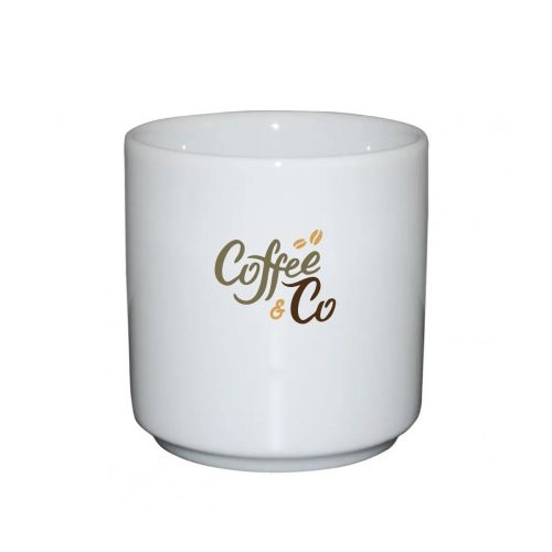 Margot mok zonder oor wit 20 cl porselein met meerkleurig CoffeeCo-logo op het voorpaneel