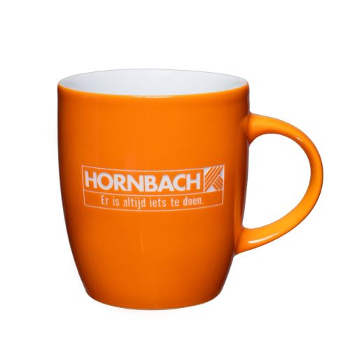 Mini Specta mok 28 cl porselein met gegraveerd logo van Hornbach op het vooraanzicht
