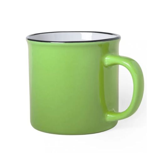 Vooraanzicht van mok Sinora 30 cl van groen porselein met rechte vorm en glad oppervlak. Vooraanzicht van mok Sinora 30 cl van groen porselein met rechte vorm en glad oppervlak.