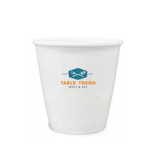 Papercup porselein 24 cl. met TableTrend-logo in meerdere kleuren zichtbaar aan de voorkant. Papercup porselein 24 cl. met TableTrend-logo in meerdere kleuren zichtbaar aan de voorkant.