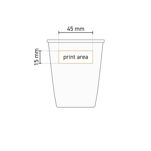 Technische werktekening met drukgebied op papercup porselein 35 cl. gemarkeerd. Technische werktekening met drukgebied op papercup porselein 35 cl. gemarkeerd.