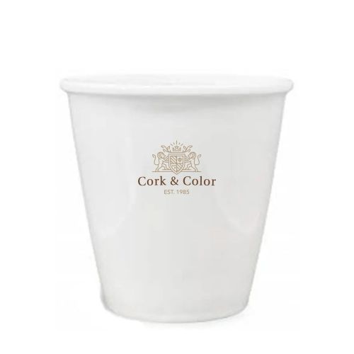 Papercup porselein 35 cl. bedrukt met meerkleurig CorkColor-logo zichtbaar aan de voorkant. Papercup porselein 35 cl. bedrukt met meerkleurig CorkColor-logo zichtbaar aan de voorkant.