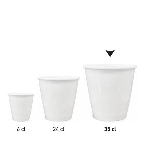 Seriebeeld toont meerdere porseleinen papercups naast elkaar gepresenteerd. Seriebeeld toont meerdere porseleinen papercups naast elkaar gepresenteerd.