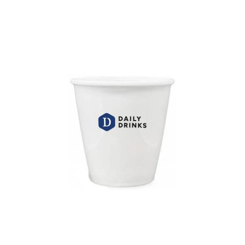 Papercup porselein 6 cl. met meerkleurig logo DailyDrinks centraal op de voorzijde. Papercup porselein 6 cl. met meerkleurig logo DailyDrinks centraal op de voorzijde.