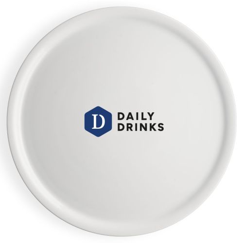 Pizzabord Essentials wit 32 cm porselein met meerkleurig DailyDrinks logo op voorzijde, strak en duidelijk bedrukt