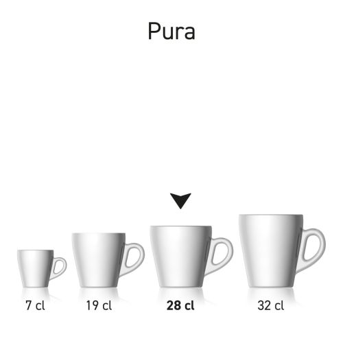 Pura Cappuccino Kop 28 cl. van glas in serie met meerdere exemplaren uit de collectie naast elkaar