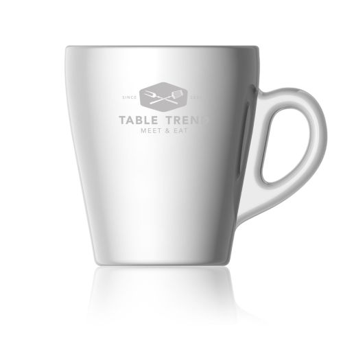 Pura Koffie Kop 32 cl. glas met gegraveerd TableTrend-logo op de voorzijde