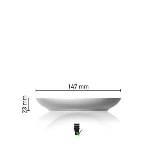 Maatvoering van de Pura Koffie Schotel 15 cm met diameter en hoogte in infographic