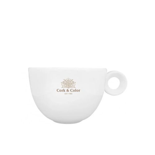 Porseleinen koffiekop Rondo 15 cl. met meerkleurig CorkColor-logo op het vooraanzicht geplaatst. Porseleinen koffiekop Rondo 15 cl. met meerkleurig CorkColor-logo op het vooraanzicht geplaatst.
