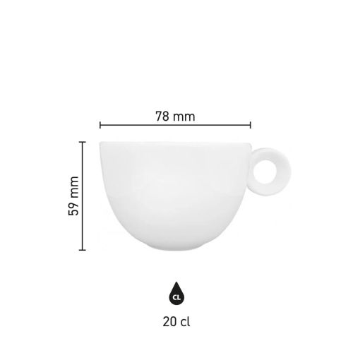 Productafmetingen van Rondo Koffie kop 15 cl. porselein weergegeven in een overzichtelijke infographic. Productafmetingen van Rondo Koffie kop 15 cl. porselein weergegeven in een overzichtelijke infographic.