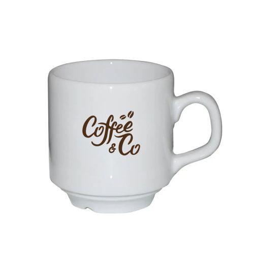 Sara Koffie Kop wit 14 cl. met zwart CoffeeCo-logo in één kleur op de voorzijde gedrukt. Sara Koffie Kop wit 14 cl. met zwart CoffeeCo-logo in één kleur op de voorzijde gedrukt.