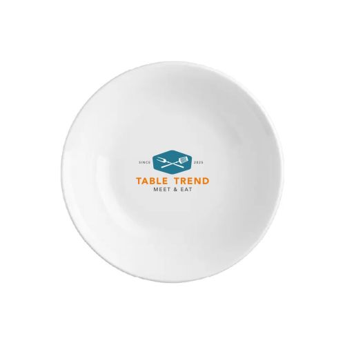 Porseleinen schaal Princip 16 cm met meerkleurig TableTrend-logo duidelijk zichtbaar op het front. Porseleinen schaal Princip 16 cm met meerkleurig TableTrend-logo duidelijk zichtbaar op het front.